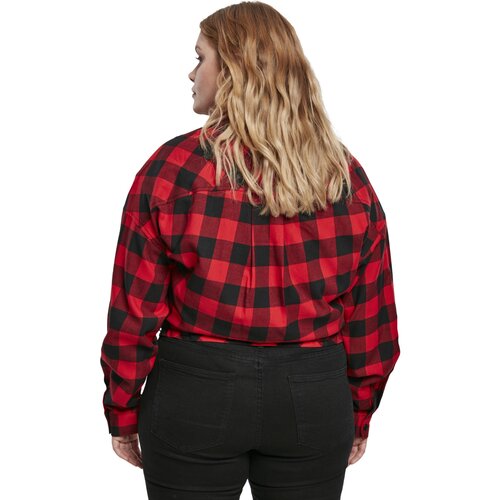 Urban Classics Ladies Short Oversized Check Shirt black/red XXL