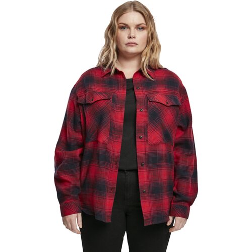 Urban Classics Ladies Check Overshirt darkblue/red XXL