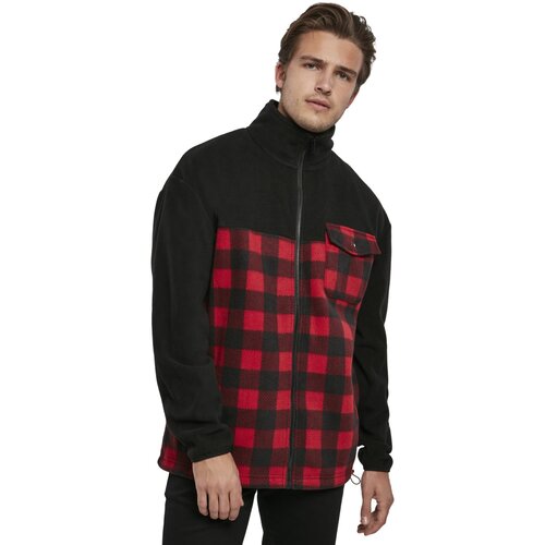 Urban Classics Patterned Polar Fleece Track Jacket black/redcheck L