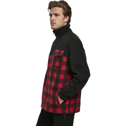 Urban Classics Patterned Polar Fleece Track Jacket black/redcheck L