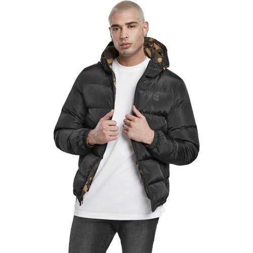 Urban Classics Reversible Hooded Puffer Jacket black/woodcamo L
