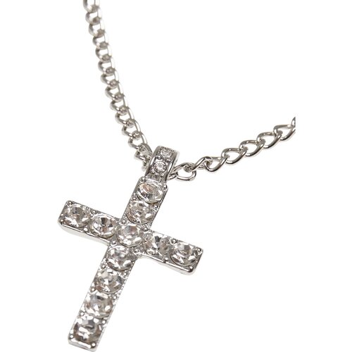 Urban Classics Diamond Cross Necklace silver one size