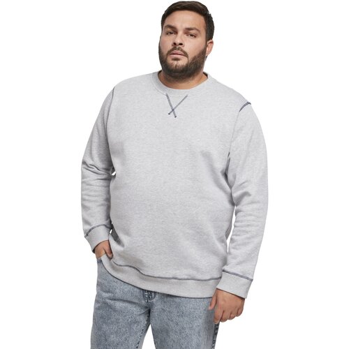 Urban Classics Organic Contrast Flatlock Stitched Crew grey/darkblue 5XL