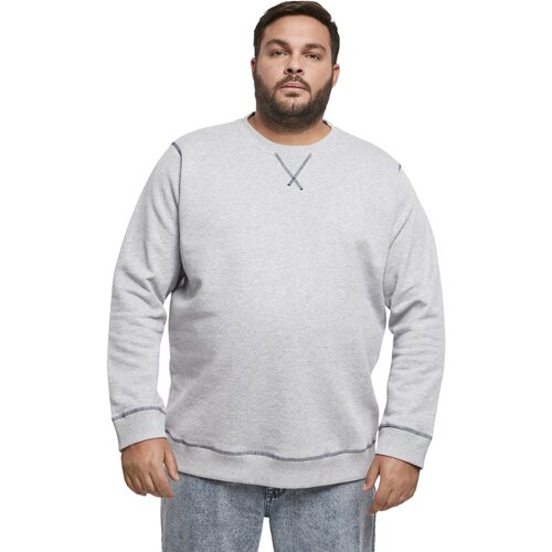 Urban Classics Organic Contrast Flatlock Stitched Crew grey/darkblue 5XL