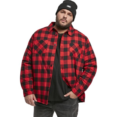 Urban Classics Padded Check Flannel Shirt black/red XXL