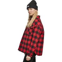 Urban Classics Ladies Flanell Padded Overshirt black/red 3XL