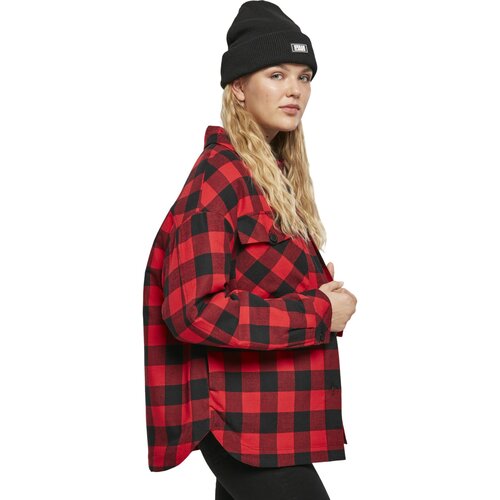 Urban Classics Ladies Flanell Padded Overshirt black/red XS