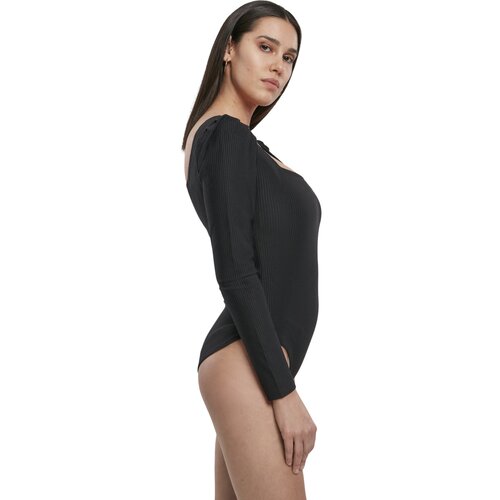 Urban Classics Ladies Rib Puffer Sleeve Body LS black XL