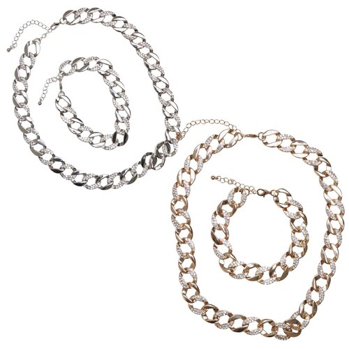 Urban Classics Basic Diamond Necklace And Bracelet Set