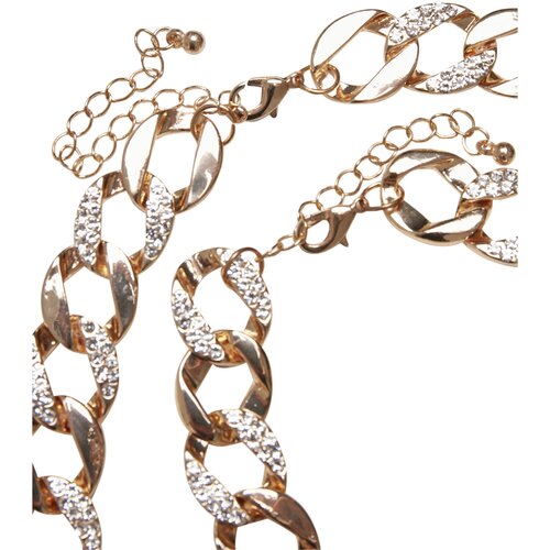 Urban Classics Basic Diamond Necklace And Bracelet Set gold one size