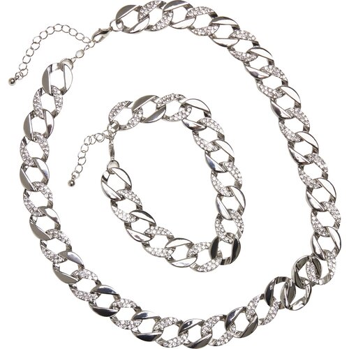 Urban Classics Basic Diamond Necklace And Bracelet Set silver one size