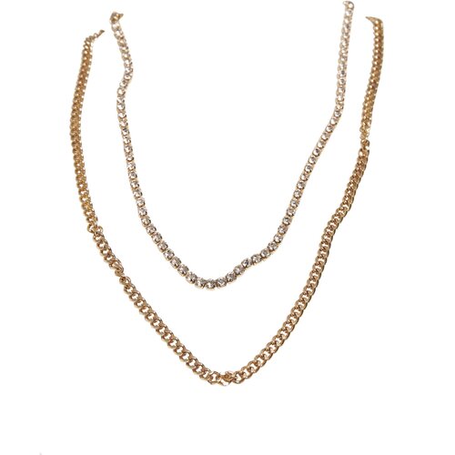 Urban Classics Double Layer Diamond Necklace gold one size