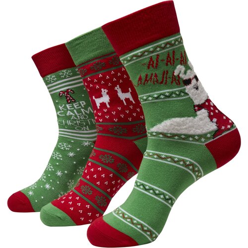 Urban Classics Christmas Lama Socks 3-Pack multicolor 35-38