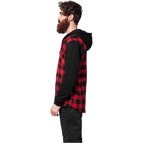 Urban Classics Hooded Checked Flanell Sweat Sleeve Shir blk/red/blk L