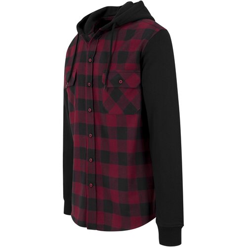 Urban Classics Hooded Checked Flanell Sweat Sleeve Shirt blk/burgundy/blk XXL