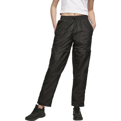 Urban Classics Ladies Shiny Crinkle Nylon Zip Pants black L