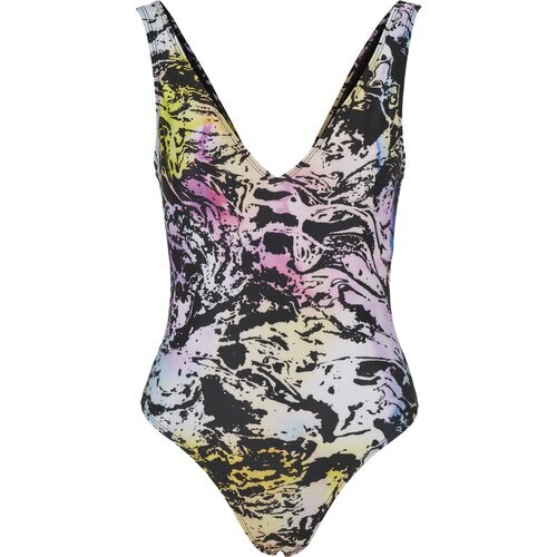 Urban Classics Ladies Recycled Pattern High Leg Swimsuit multicolor fading L