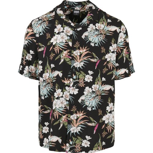 Urban Classics Viscose AOP Resort Shirt blacktropical XL