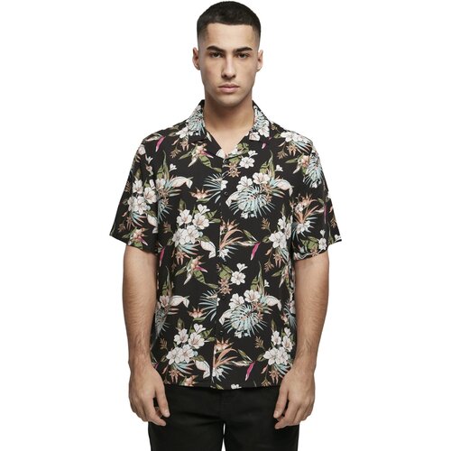 Urban Classics Viscose AOP Resort Shirt blacktropical XL