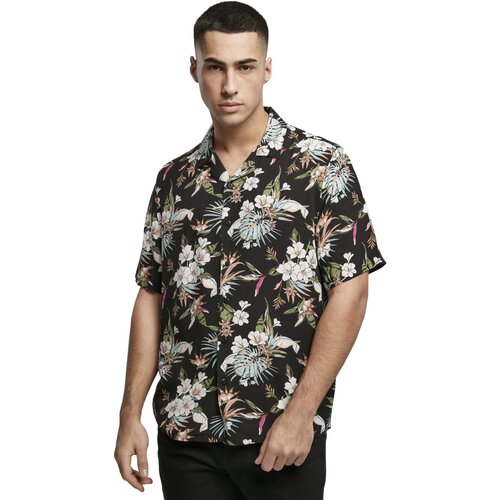 Urban Classics Viscose AOP Resort Shirt blacktropical XL