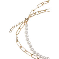 Urban Classics Pearl Cross Layering Necklace