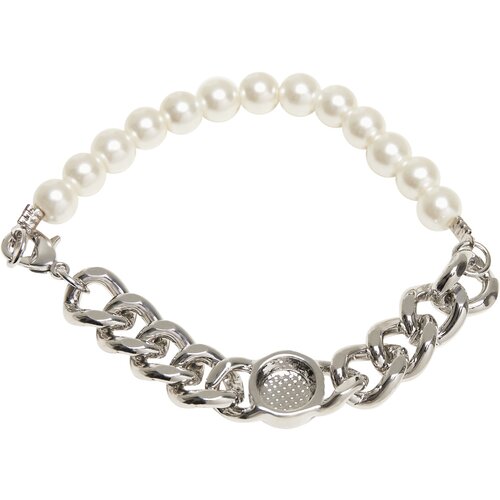 Urban Classics Pearl Flat Chain Bracelet silver L/XL