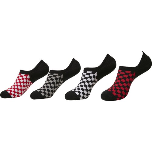Urban Classics Recycled Yarn Check Invisible Socks 4-Pack black+white+red+grey 35-38