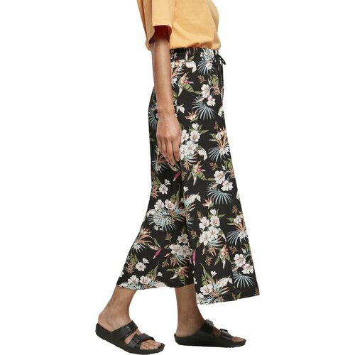 Urban Classics Ladies Viscose Midi Skirt black tropical XS