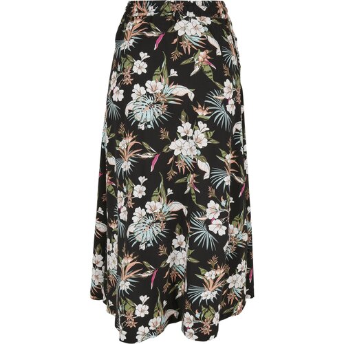 Urban Classics Ladies Viscose Midi Skirt black tropical XS