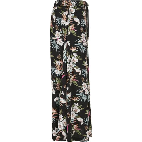 Urban Classics Ladies Viscose Midi Skirt black tropical XS