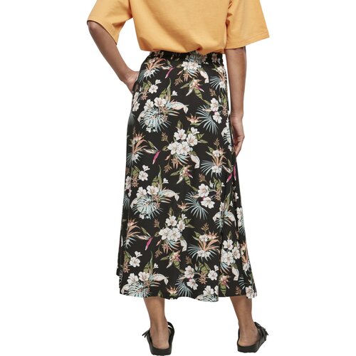 Urban Classics Ladies Viscose Midi Skirt black tropical XS