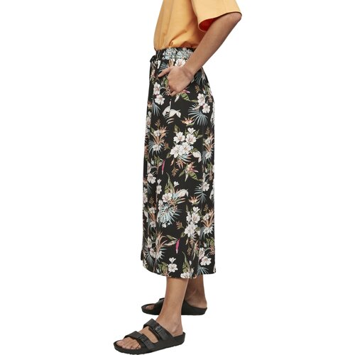 Urban Classics Ladies Viscose Midi Skirt black tropical XS