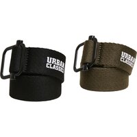 Urban Classics Industrial Canvas Belt 2-Pack black/olive S/M