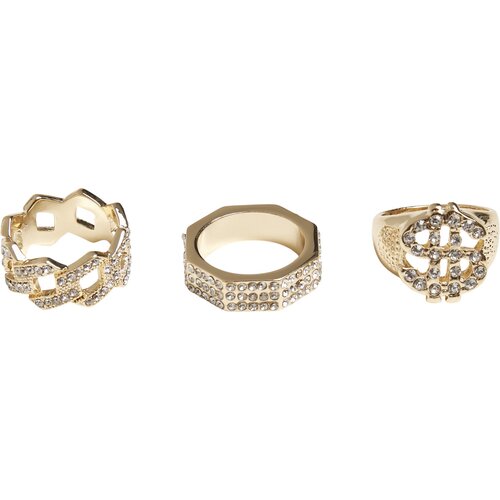 Urban Classics Dollar Ring 3-Pack gold L/XL