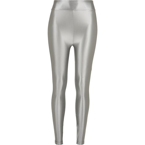 Urban Classics Ladies Highwaist Shiny Metalic Leggings darksilver XS
