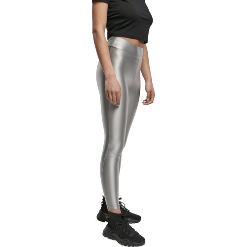 Urban Classics Ladies Highwaist Shiny Metalic Leggings darksilver XS