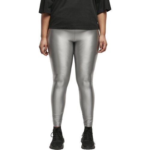 Urban Classics Ladies Highwaist Shiny Metalic Leggings darksilver XXL