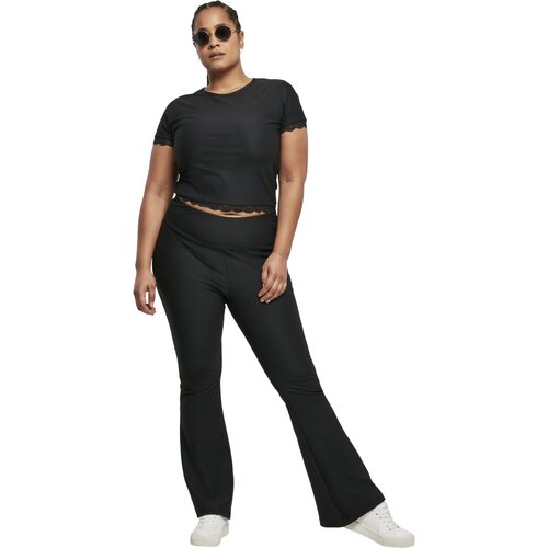 Urban Classics Ladies Cropped Lace Hem Tee black XXL