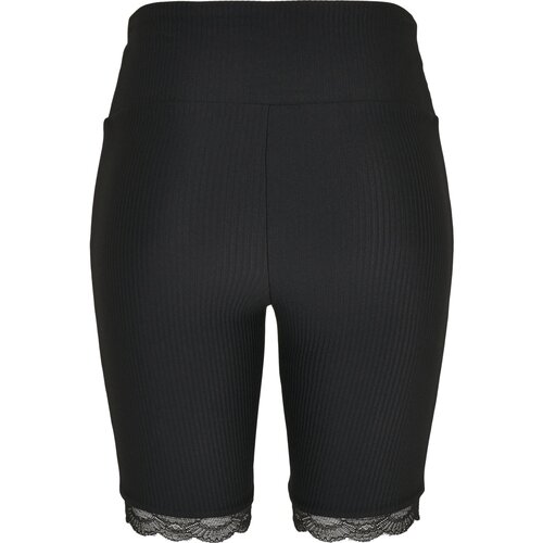 Urban Classics Ladies High Waist Rib Lace Hem Cycle Shorts black 3XL