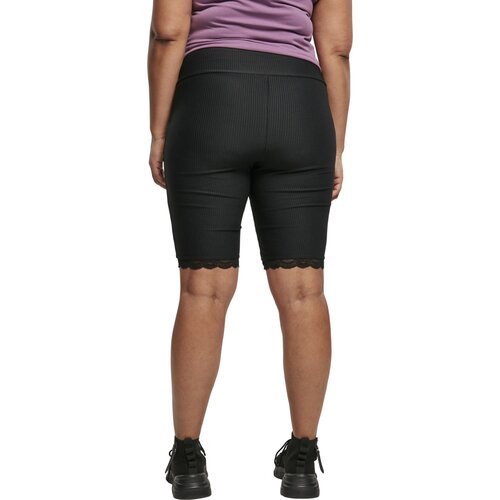 Urban Classics Ladies High Waist Rib Lace Hem Cycle Shorts black 3XL