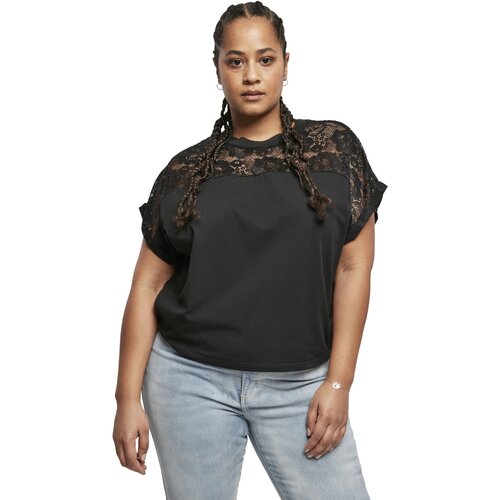 Urban Classics Ladies Short Oversized Lace Tee black 5XL