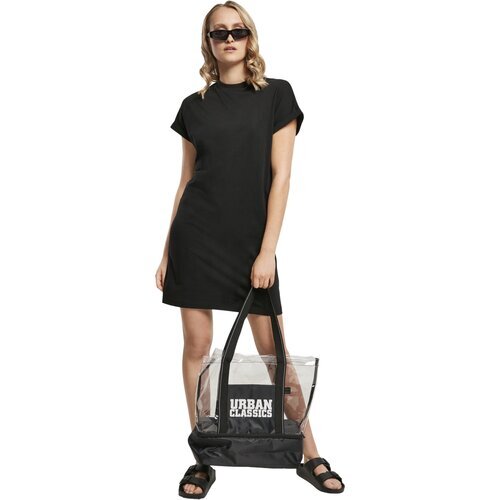 Urban Classics Ladies Organic Cotton Cut On Sleeve Tee Dress  black L