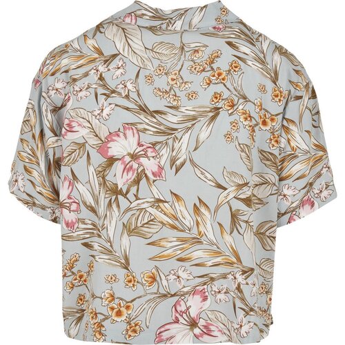 Urban Classics Ladies Viscose Resort Shirt  lightblue hibiscus 3XL