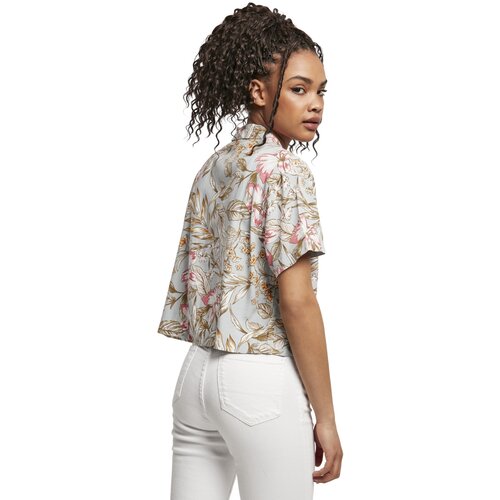 Urban Classics Ladies Viscose Resort Shirt  lightblue hibiscus L