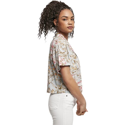 Urban Classics Ladies Viscose Resort Shirt  lightblue hibiscus L