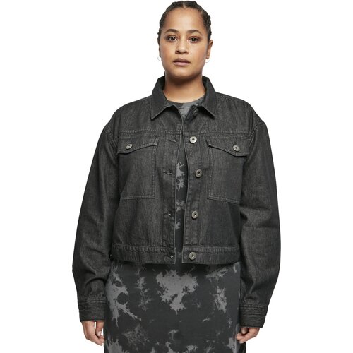 Urban Classics Ladies Short Oversized Denim Jacket black stone washed 3XL