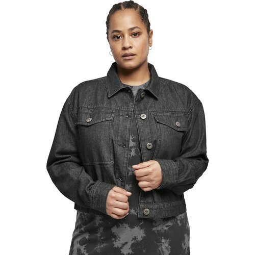 Urban Classics Ladies Short Oversized Denim Jacket black stone washed 3XL