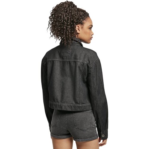Urban Classics Ladies Short Oversized Denim Jacket black stone washed L