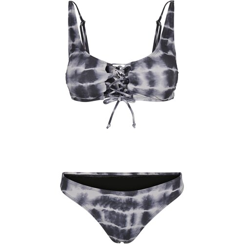 Urban Classics Ladies Lace Up Tie Dye Bikini black/white XS