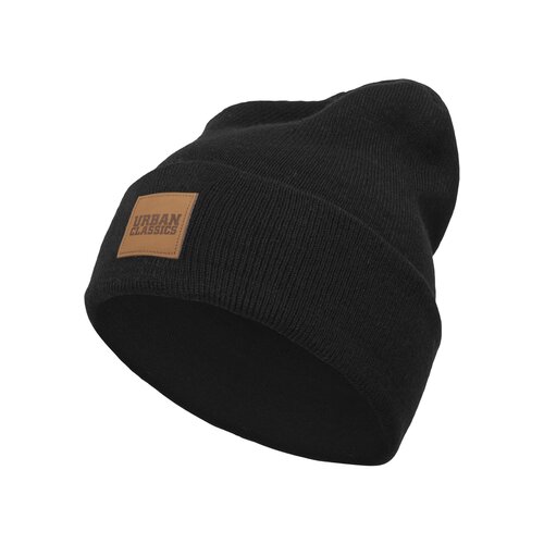 Urban Classics Synthetic Leatherpatch Long Beanie black one size